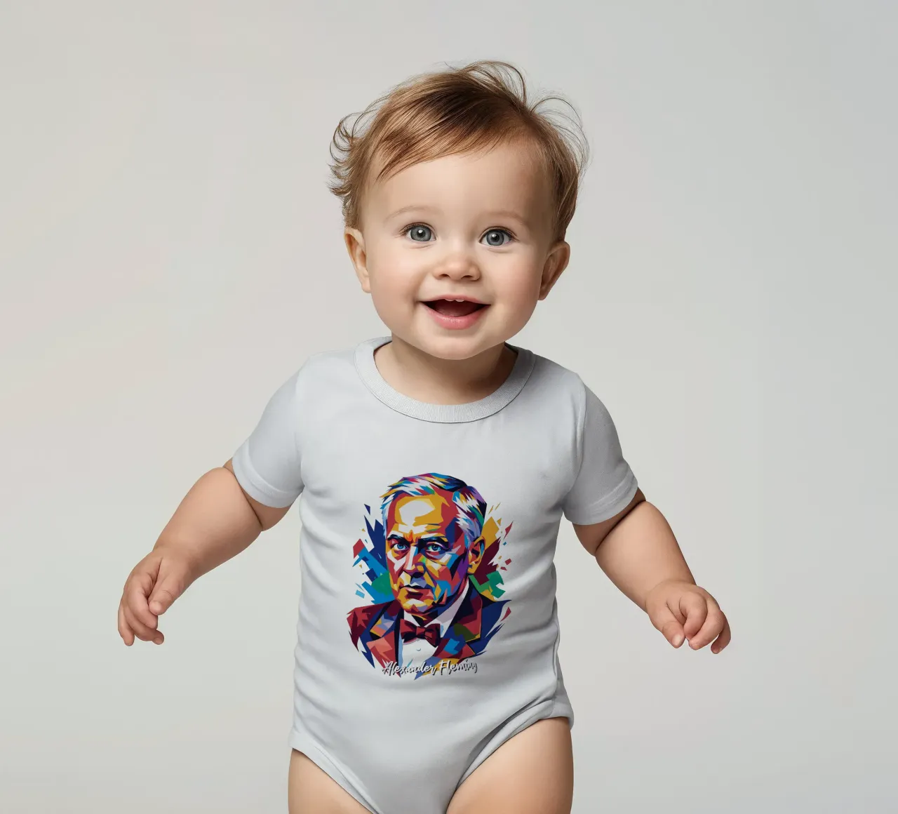 Alexander Fleming WPAP Pop Art body neonato maniche corte da vectorartnesia