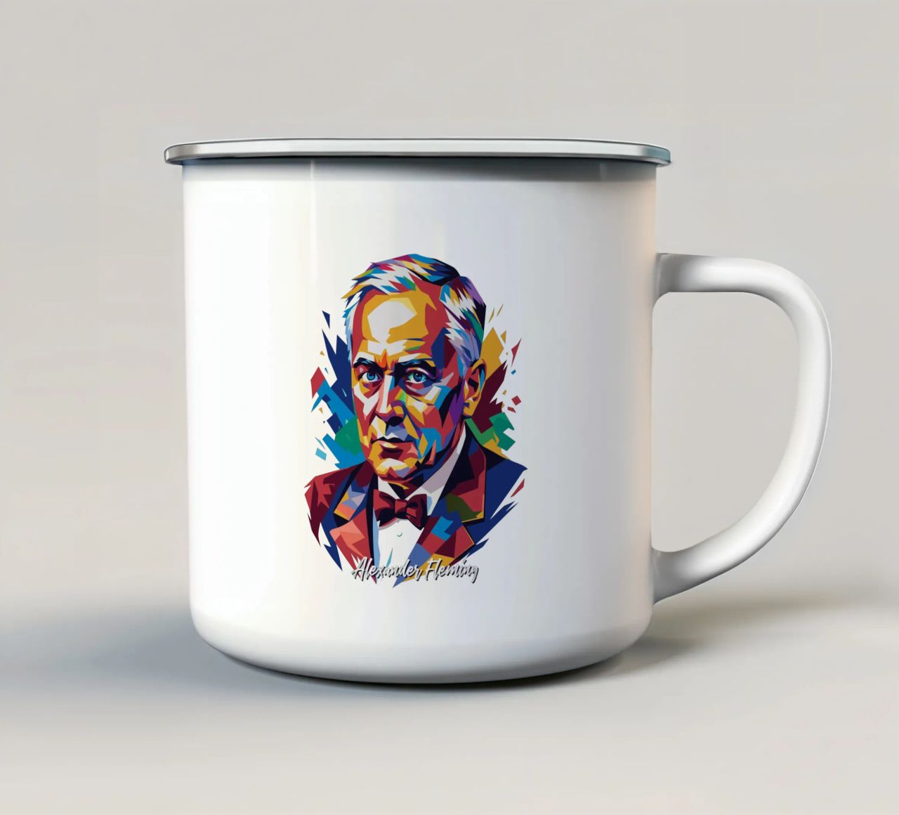 Alexander Fleming WPAP Pop Art tazza in smalto da vectorartnesia