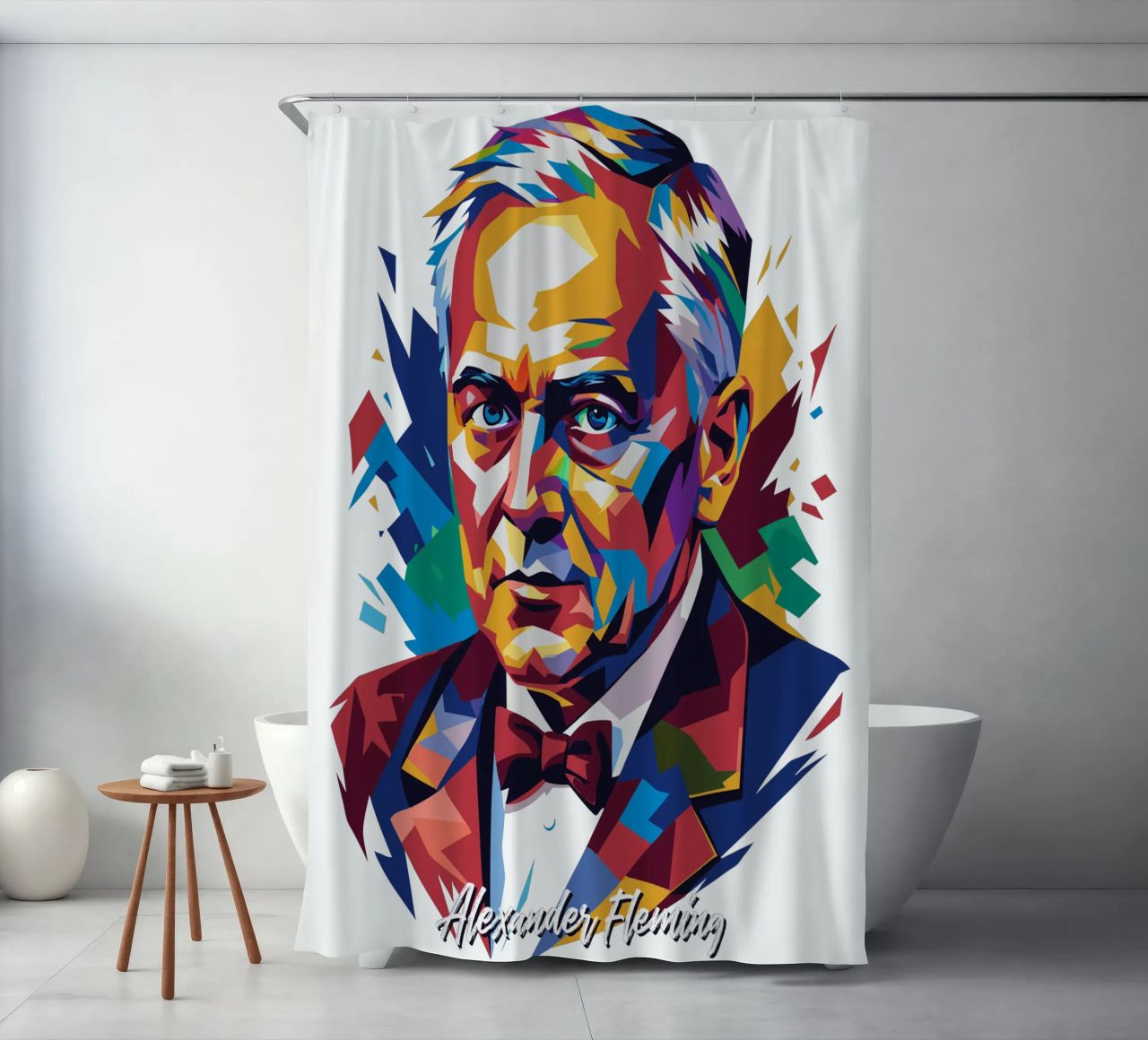 Alexander Fleming WPAP Pop Art tenda da doccia da vectorartnesia