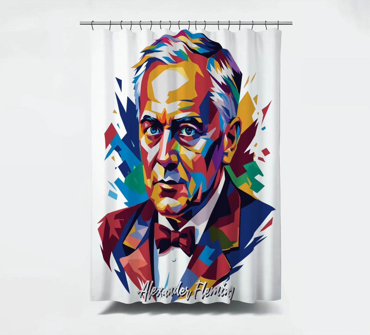Alexander Fleming WPAP Pop Art tenda da doccia da vectorartnesia
