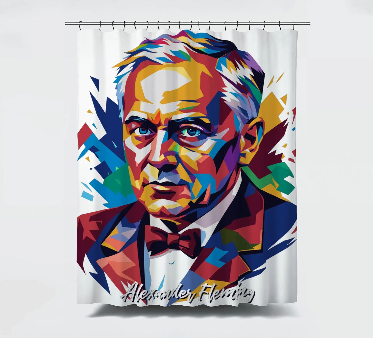 Alexander Fleming WPAP Pop Art tenda da doccia da vectorartnesia