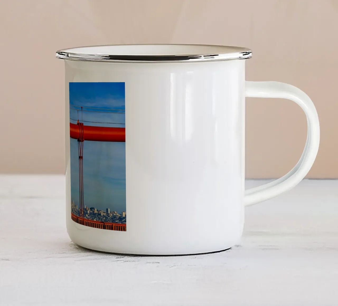 Goldan Gate bridge, San Francisco, California, USA Emaille Tasse von anderm