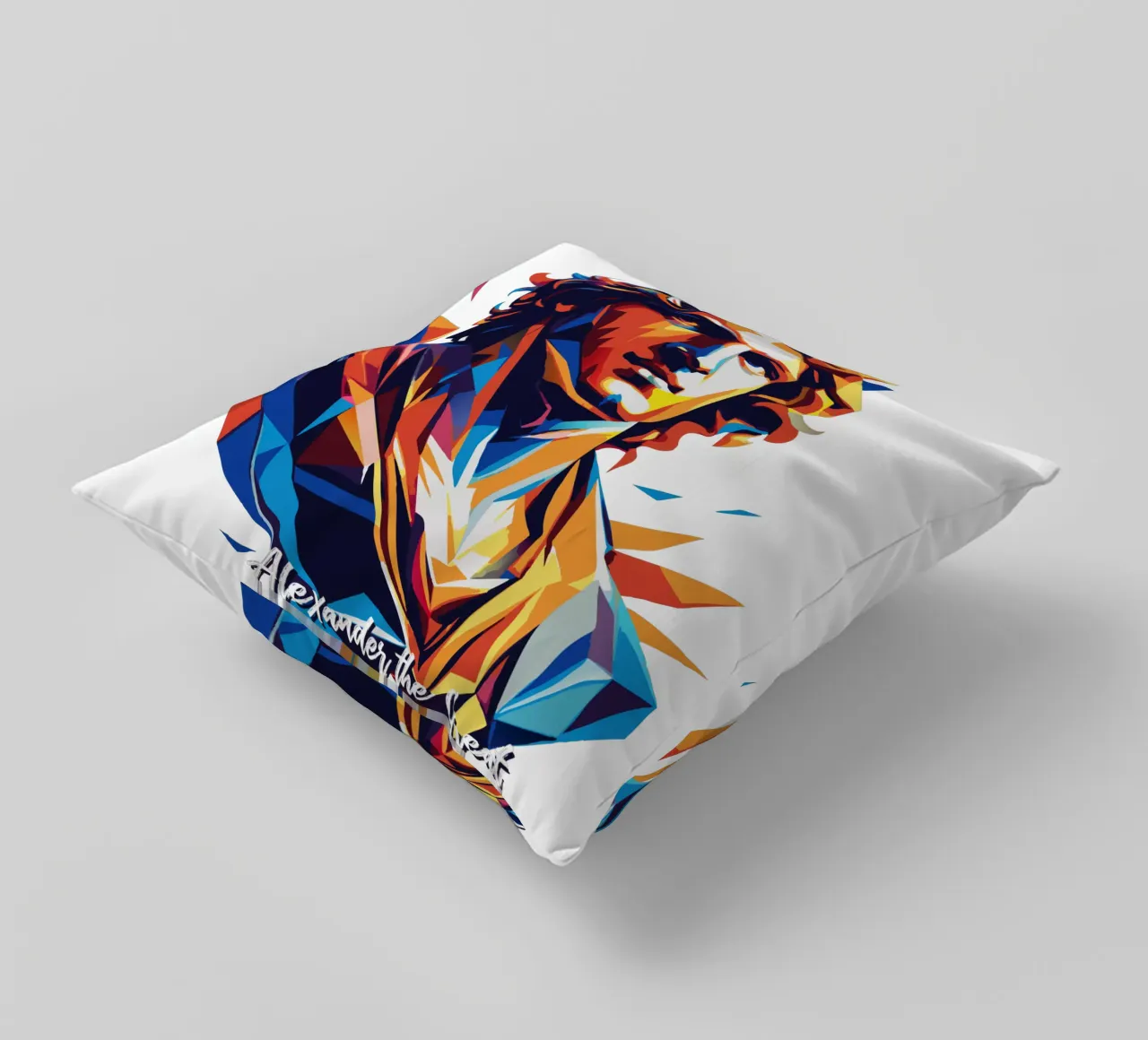 Alexander the Great in WPAP Pop Art cuscino da vectorartnesia