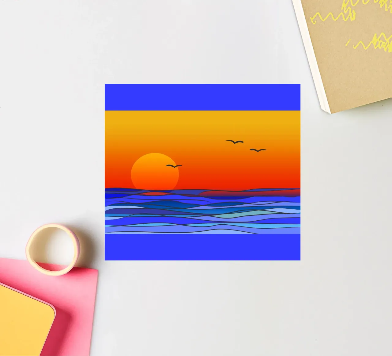 sunset sticker by Atteloi Art