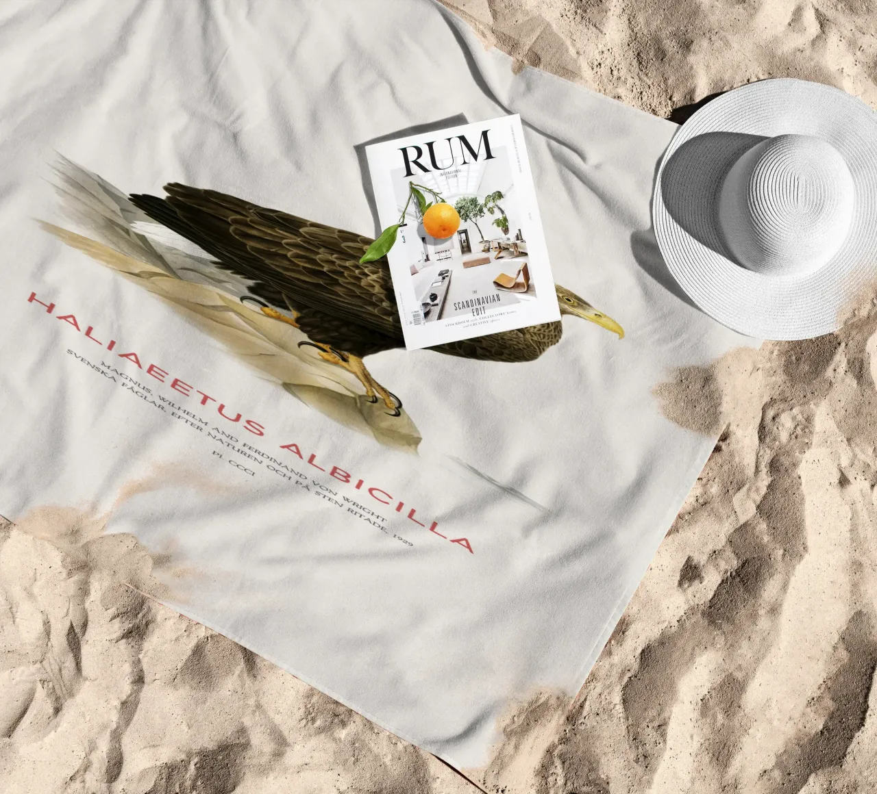 Pygargue à queue blanche ou Haliaeetus Albicilla serviette de plage de Vintagrafica
