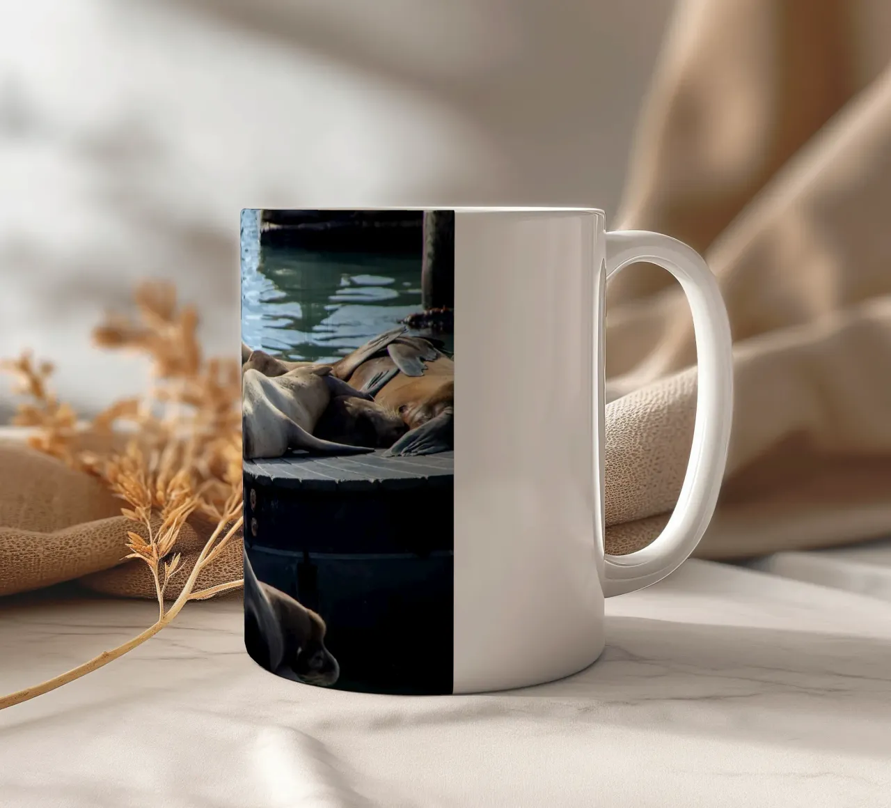 Sleeping seal tazza in ceramica da anderm
