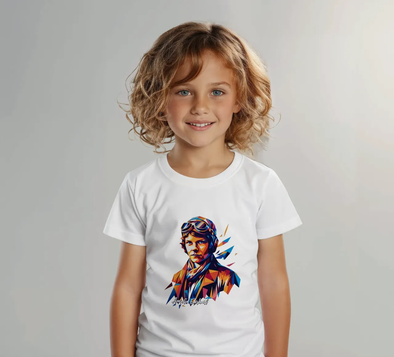 Amelia Earhart WPAP Pop Art t-shirt bambini da vectorartnesia