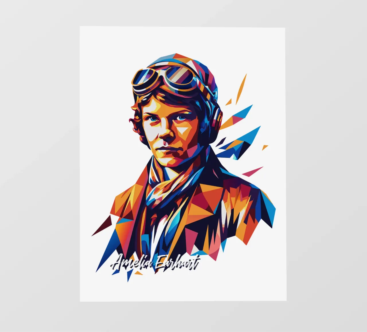 Amelia Earhart WPAP Pop Art pellicola backlit da vectorartnesia