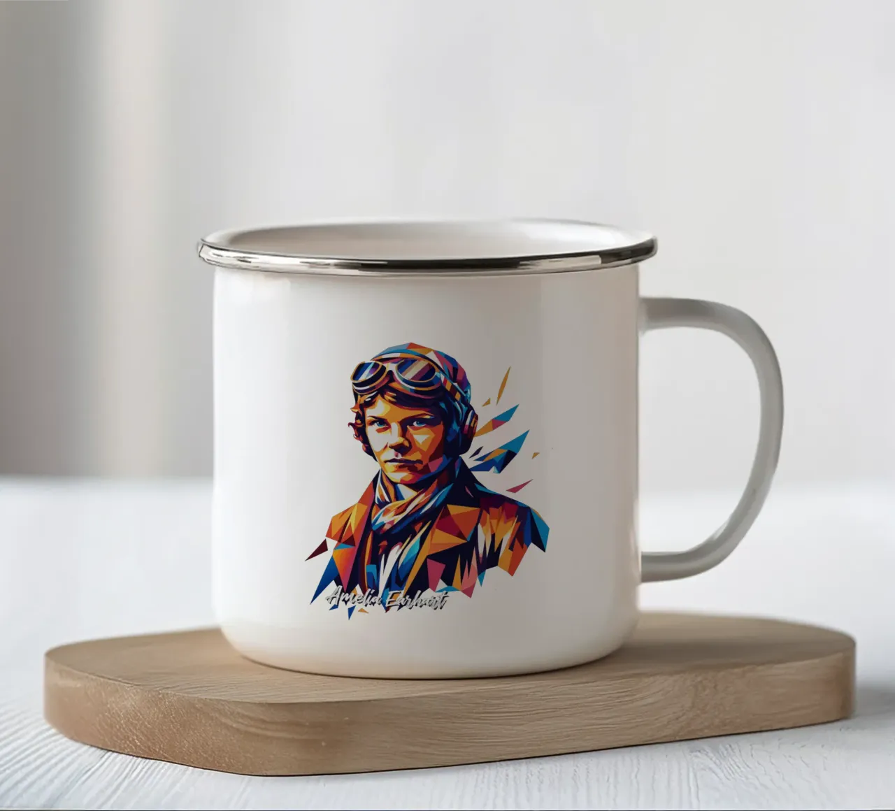Amelia Earhart WPAP Pop Art tazza in smalto da vectorartnesia
