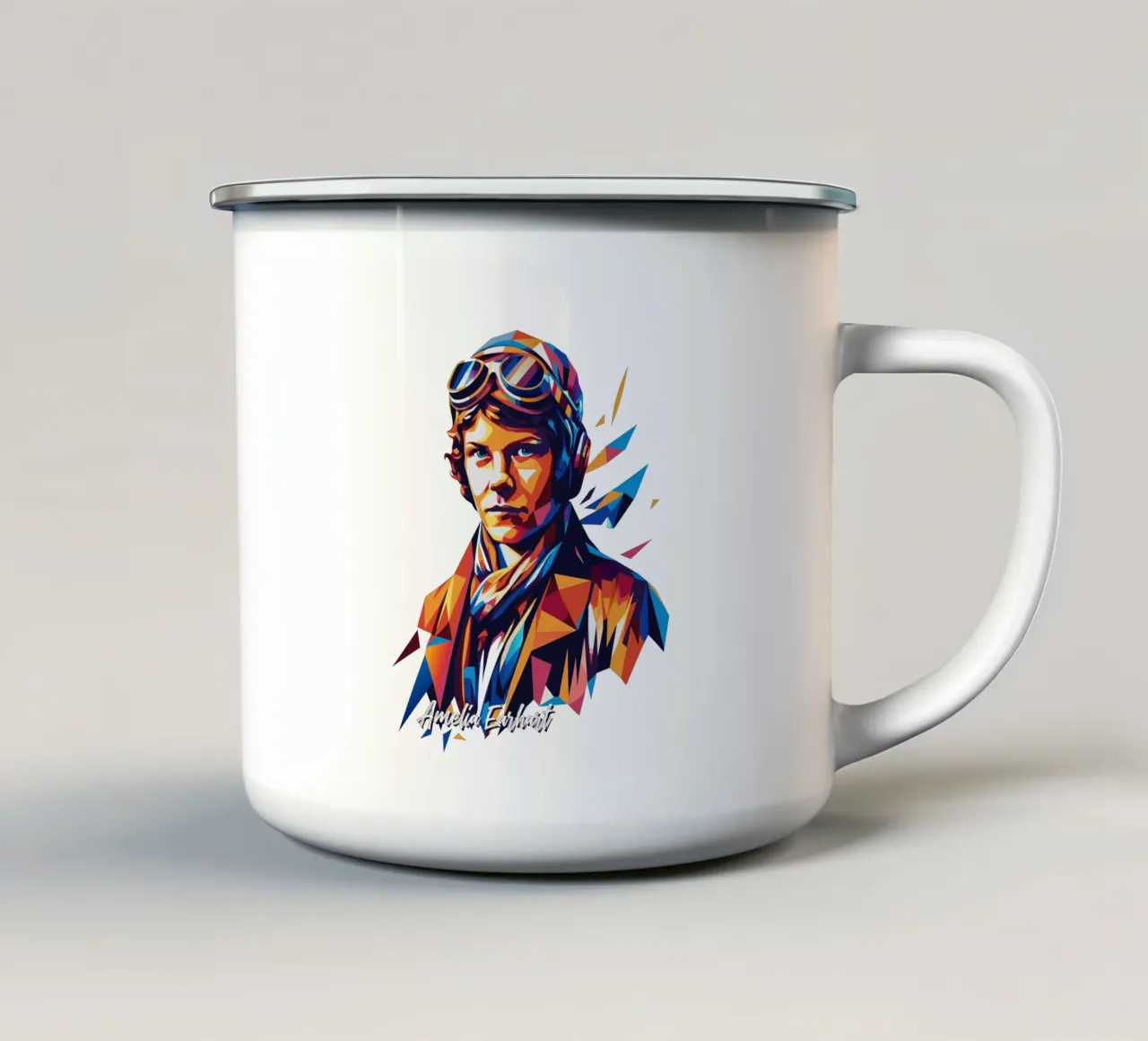 Amelia Earhart WPAP Pop Art tazza in smalto da vectorartnesia