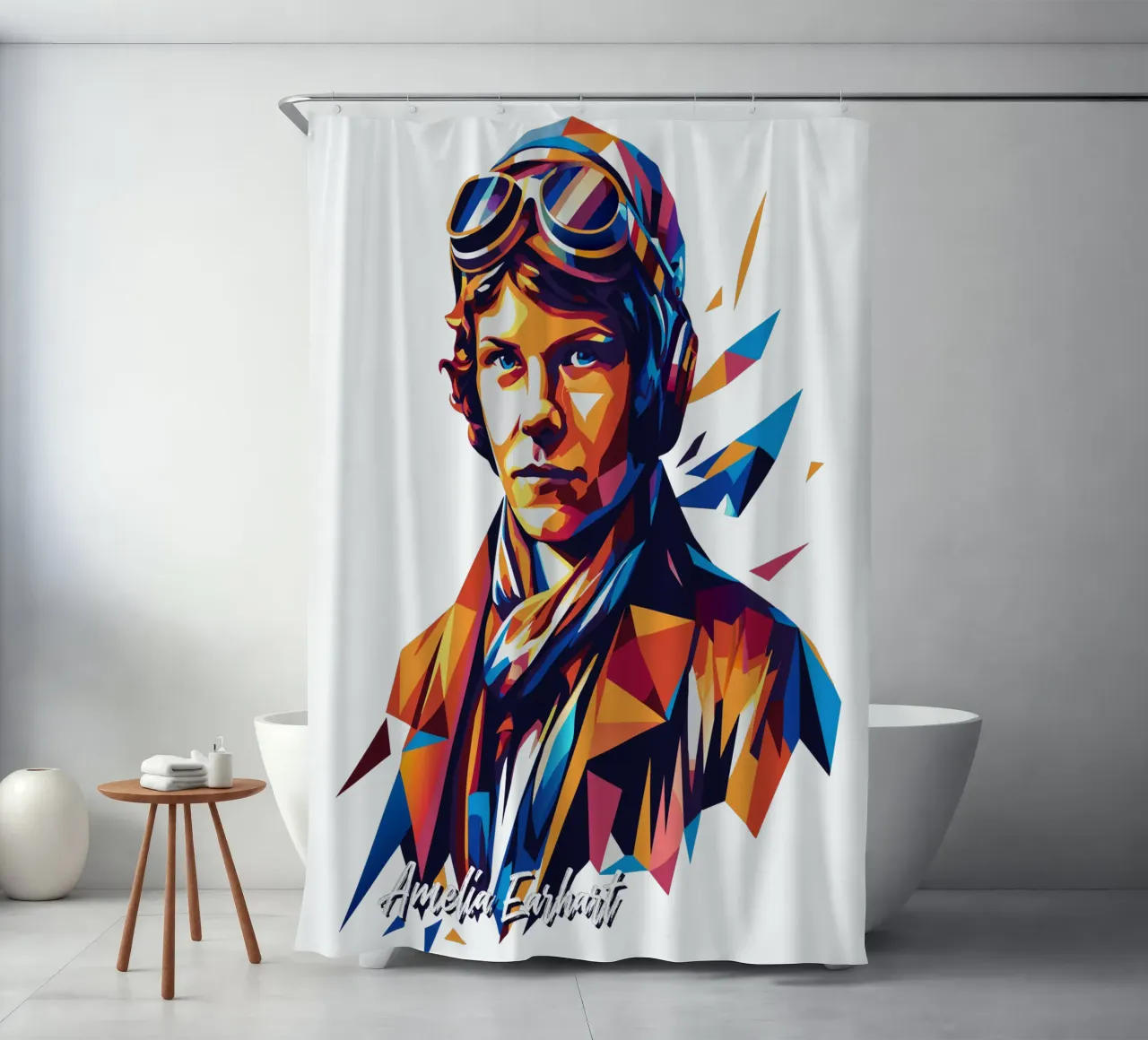 Amelia Earhart WPAP Pop Art Duschvorhang von vectorartnesia