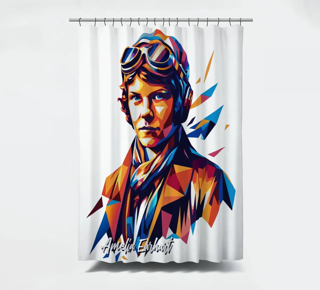 Amelia Earhart WPAP Pop Art Duschvorhang von vectorartnesia