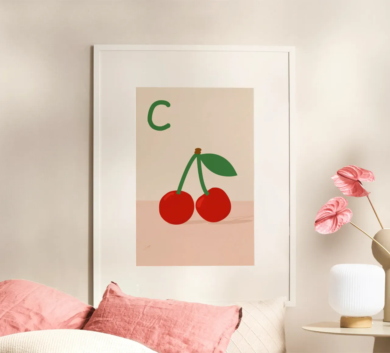 C for Cherry poster by zeriayam arts
