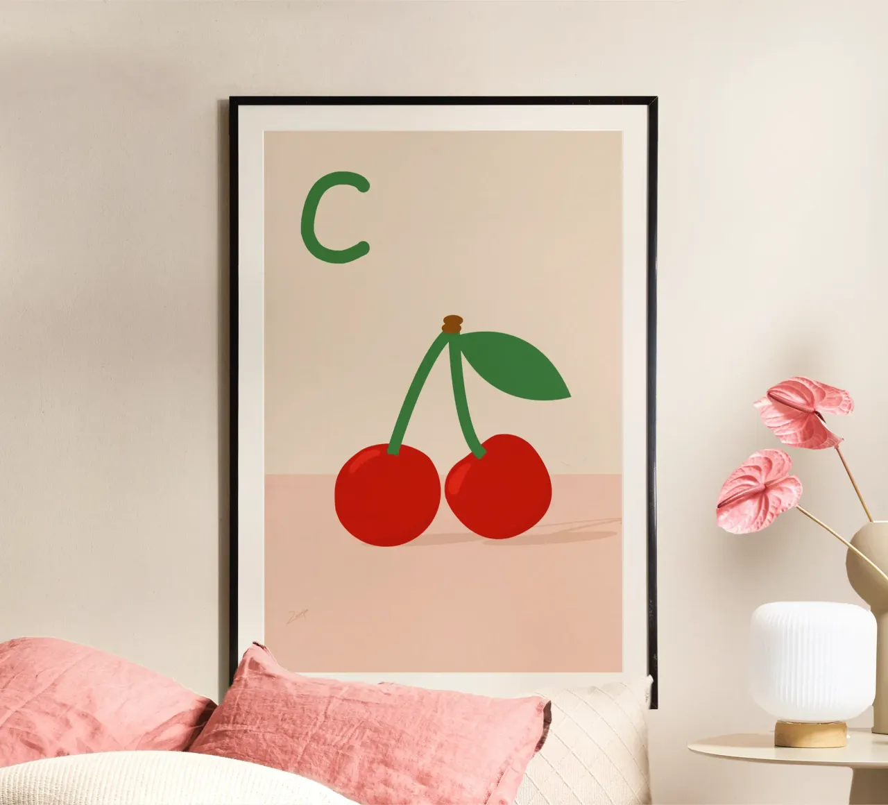C for Cherry poster by zeriayam arts