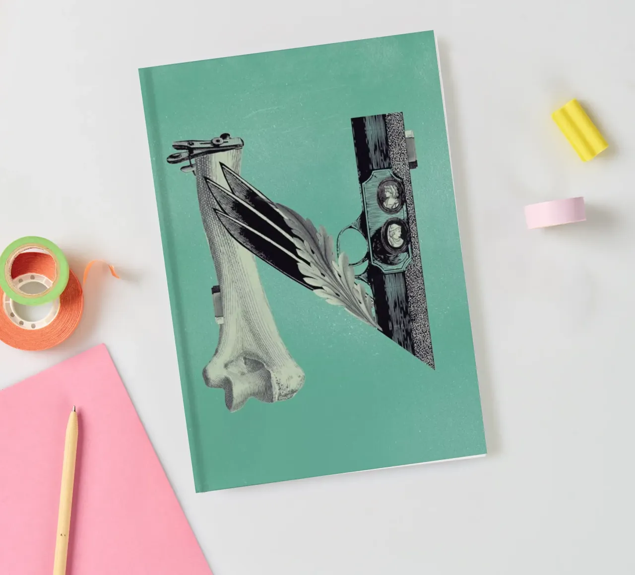 Steampunk Alphabet Letter N notebook by Birgit Palma