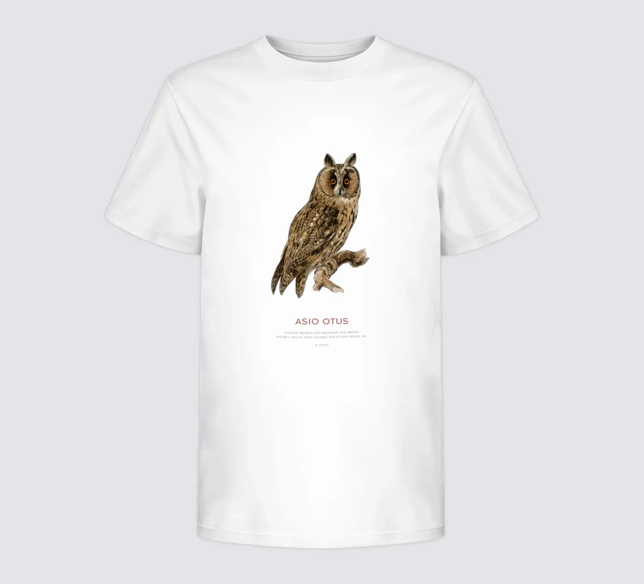 Gufo dalle orecchie lunghe o Asio Otus t-shirt bambini da Vintagrafica