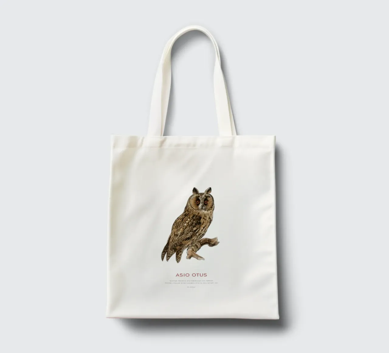 Gufo dalle orecchie lunghe o Asio Otus borsa in juta da Vintagrafica