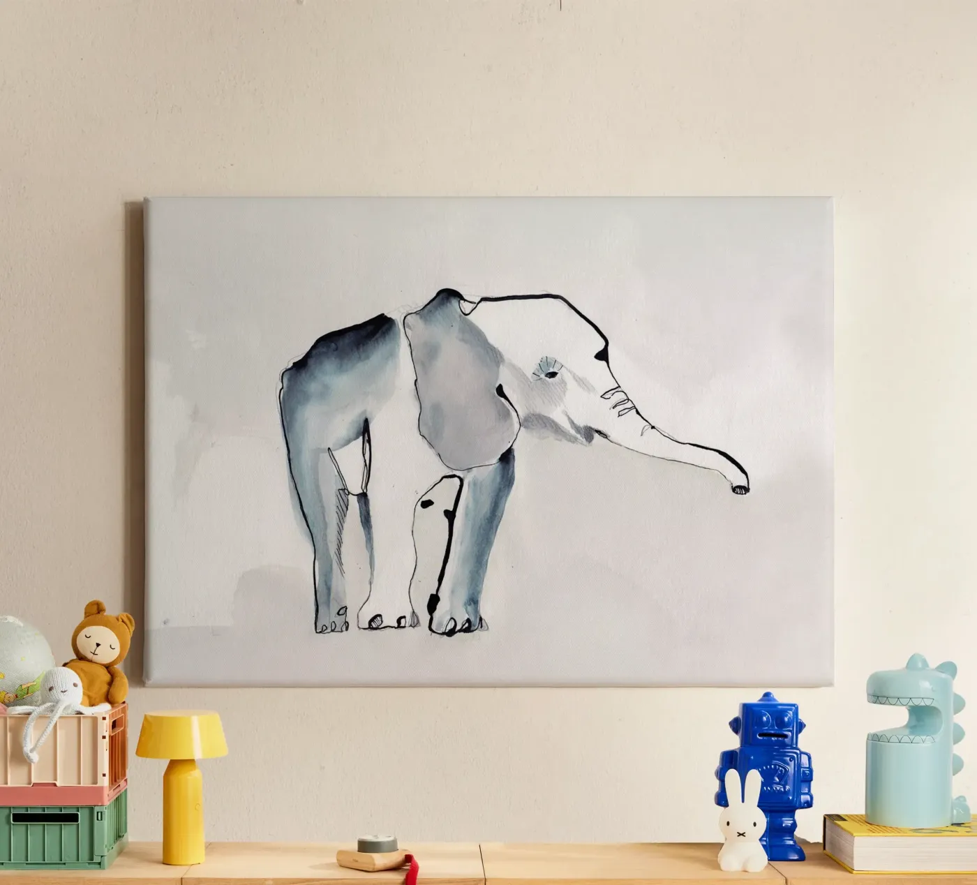 Elephant canvas by Petit Boom Prints