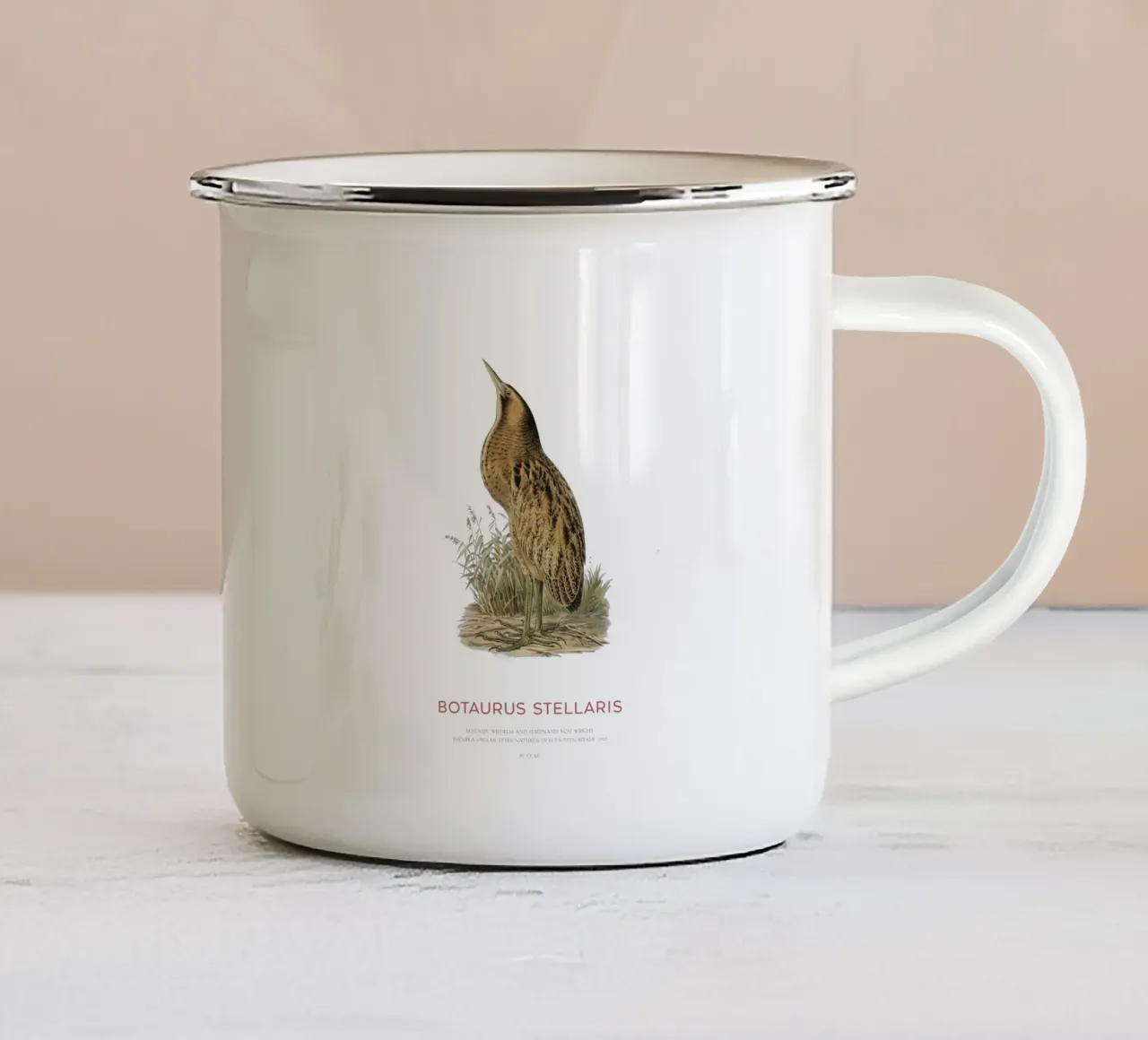 Tarabusino o Botaurus Stellaris tazza in smalto da Vintagrafica