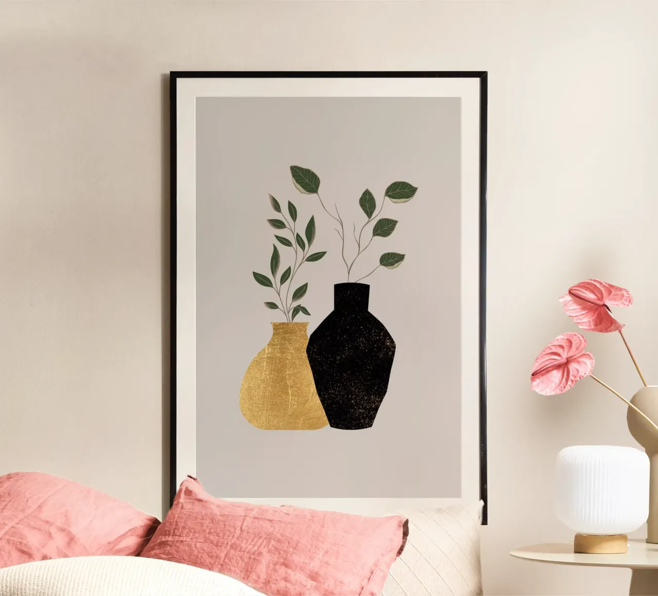 Vaso e Verdure poster con telaio in legno da DesignArt