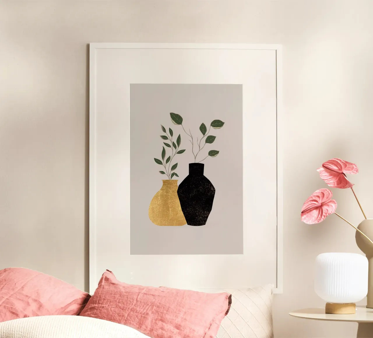 Vaso e Verdure poster con telaio in legno da DesignArt