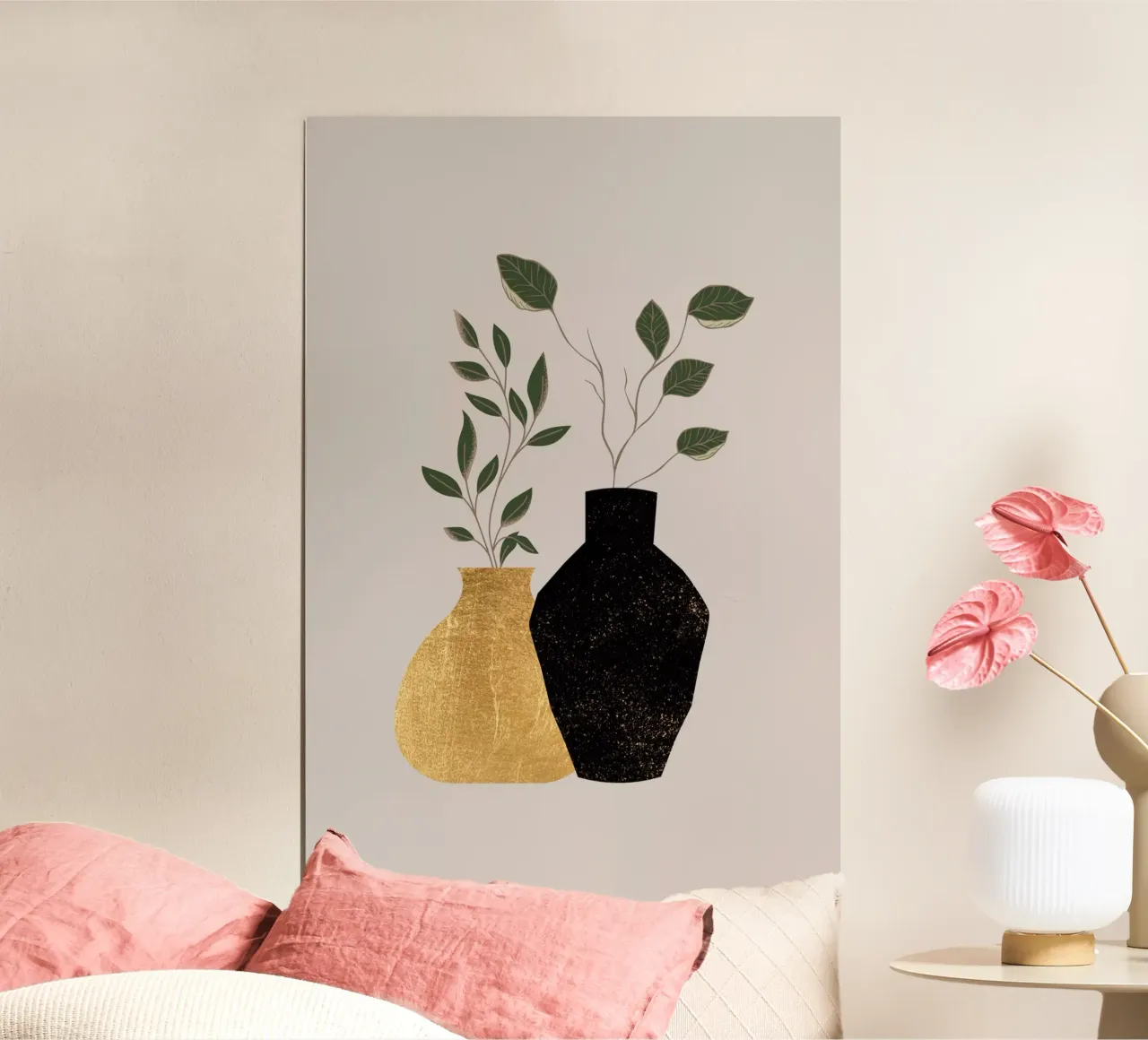 Vaso e Verdure poster con telaio in legno da DesignArt