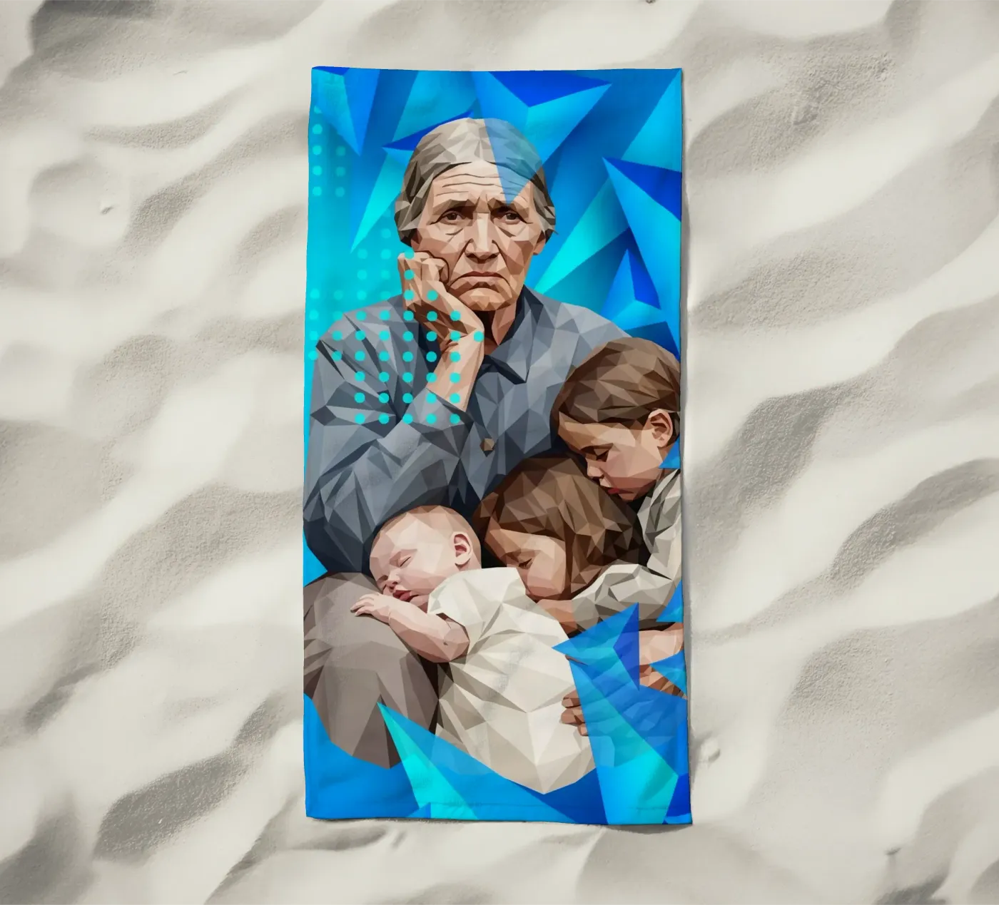 Madre migrante Lowpoly telo mare da Self-expression