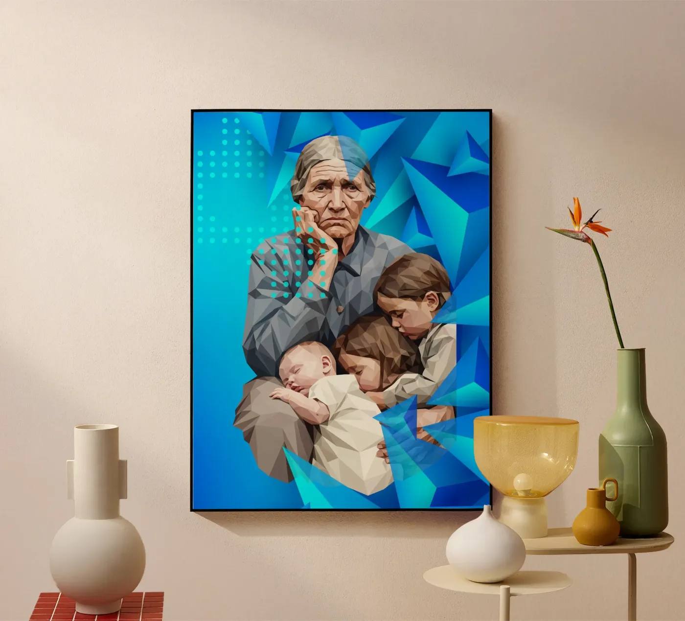 Migrant Mother Lowpoly acrylic glass by Self-expression