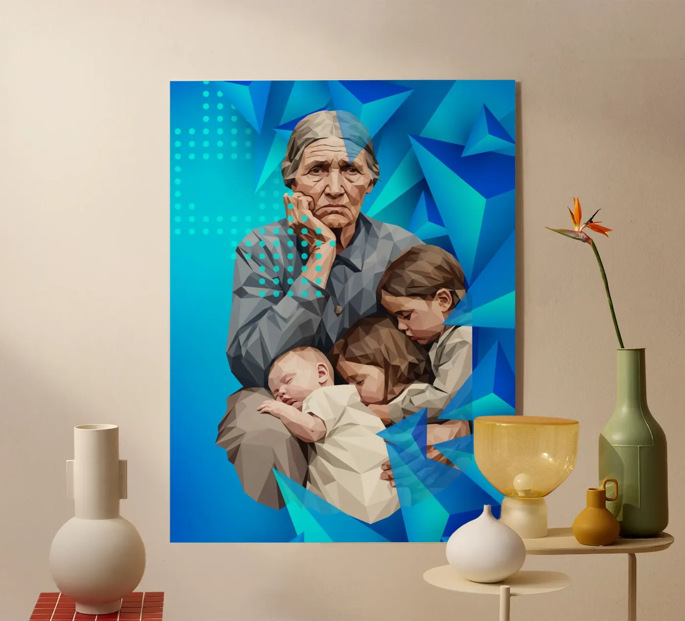 Migrant Mother Lowpoly acrylic glass by Self-expression