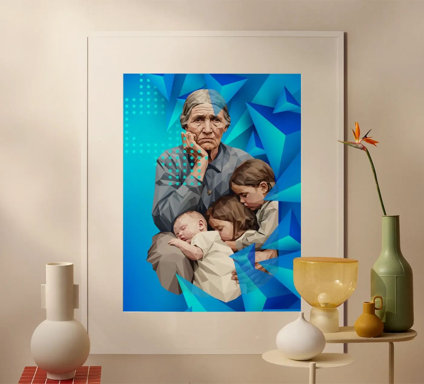 Migrantenmoeder Lowpoly poster van Self-expression