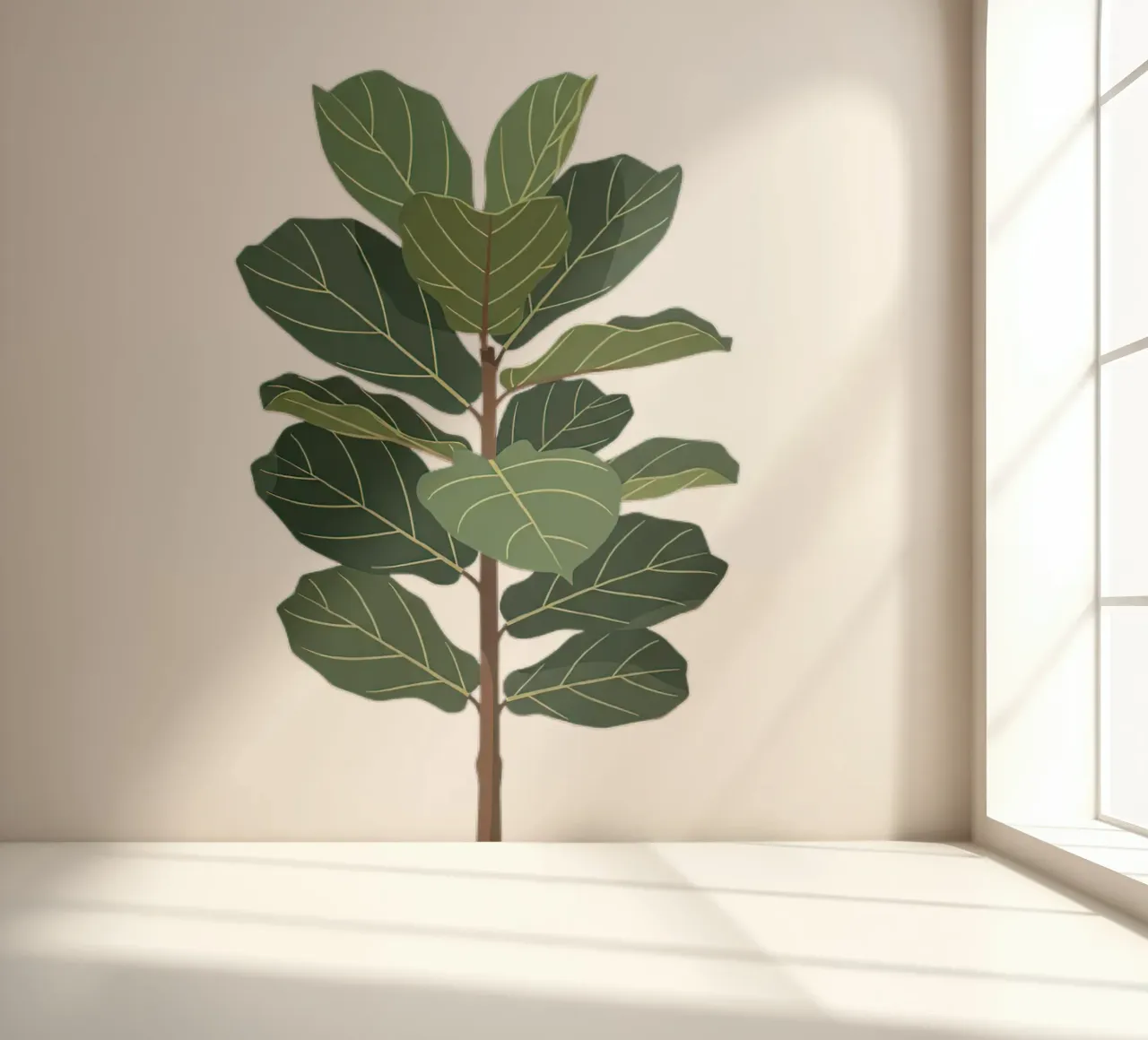Fiddle Leaf Fig Tree fotobehang van Minimalist vector art