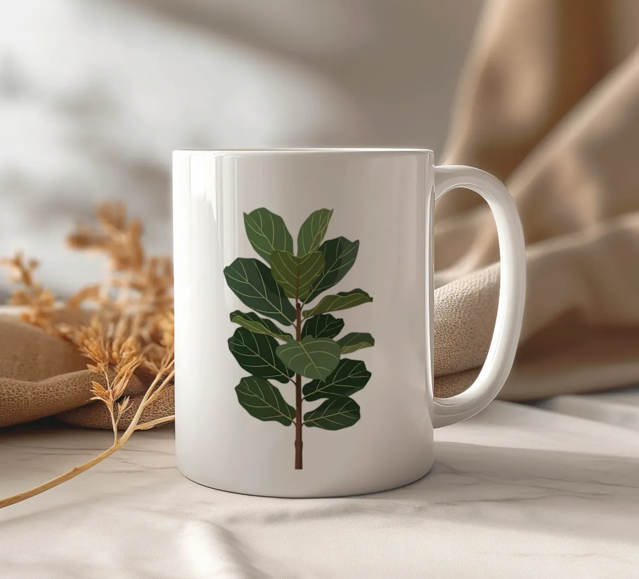 Fiddle Leaf Fig Tree ceramic mug by Minimalist vector art