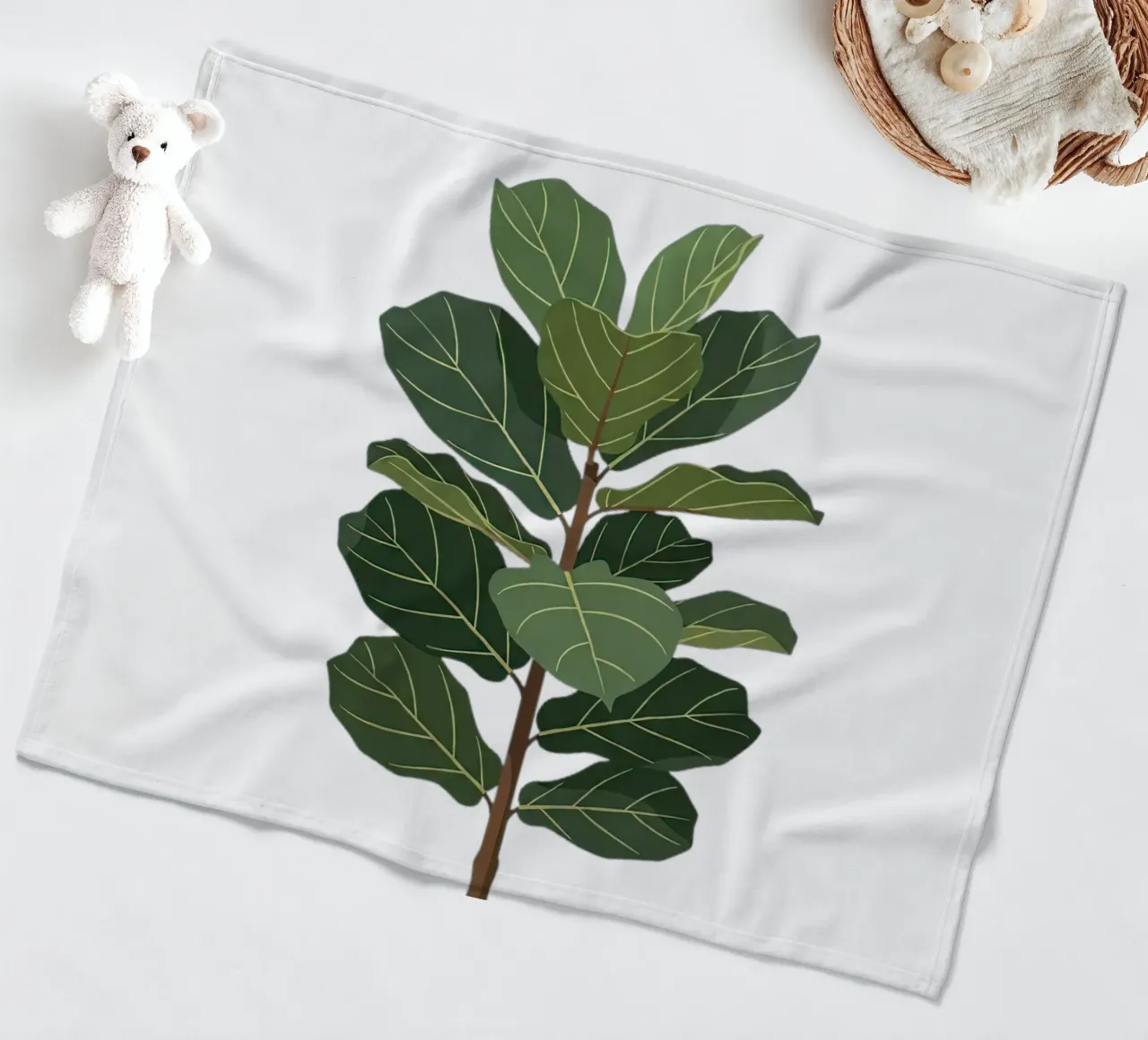 Fiddle Leaf Fig Tree fleece blanket by Minimalist vector art