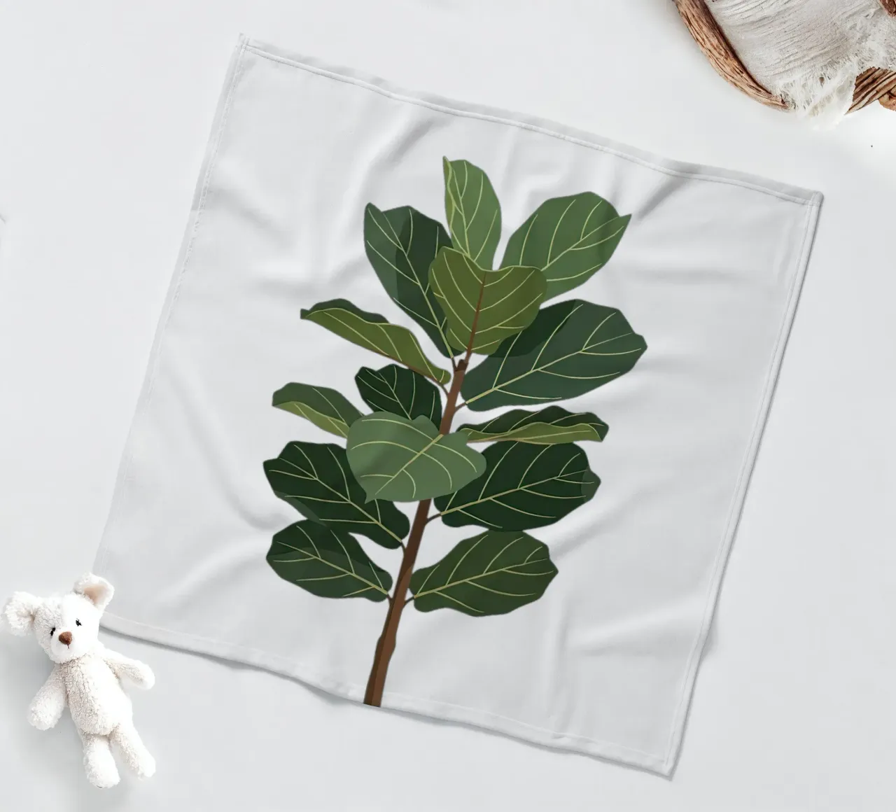 Fiddle Leaf Fig Tree fleece blanket by Minimalist vector art