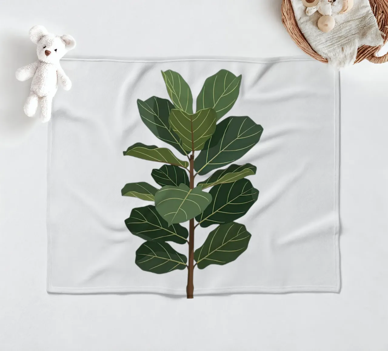 Fiddle Leaf Fig Tree fleece blanket by Minimalist vector art