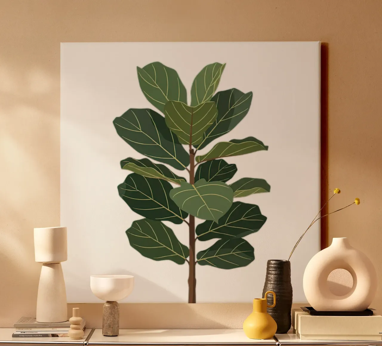 Fiddle Leaf Fig Tree canvas van Minimalist vector art