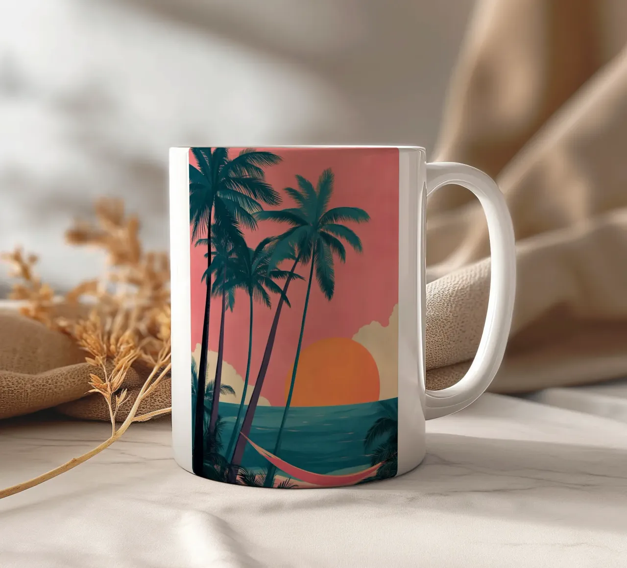 Sunset Hammock ceramic mug by Amelie Rose