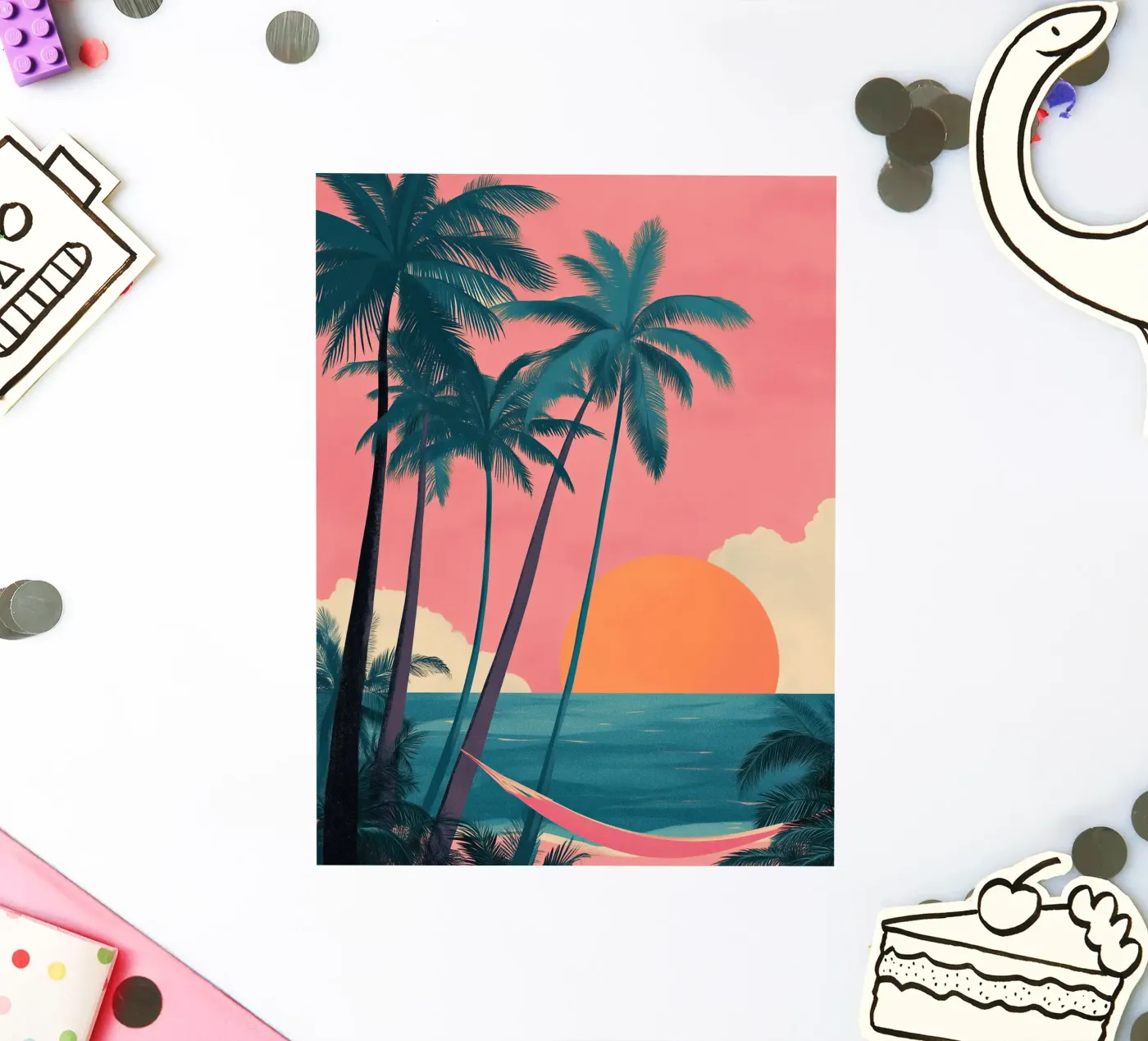 Sunset Hammock sticker van Amelie Rose