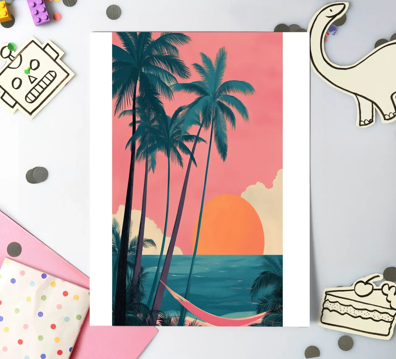 Sunset Hammock sticker sheet by Amelie Rose
