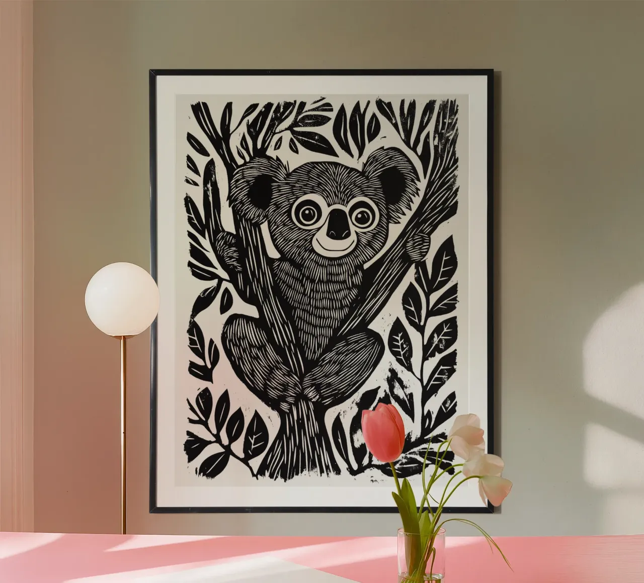 Koala design per bambini poster con telaio in alluminio da Autofocus