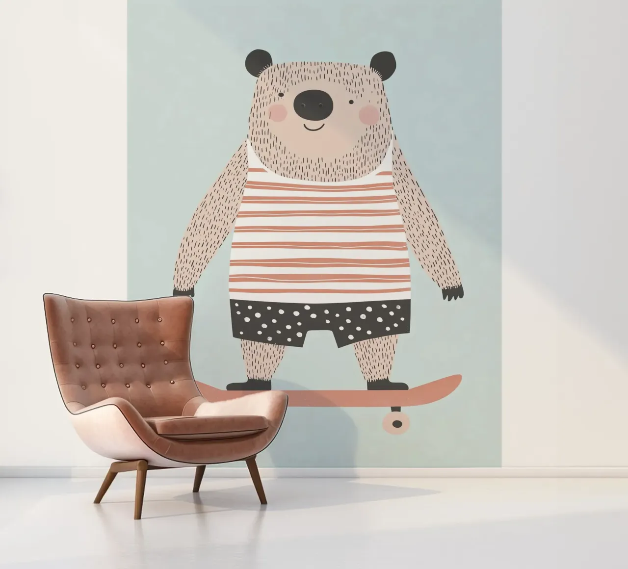 Beren schaatsen fotobehang van Little Art Lab