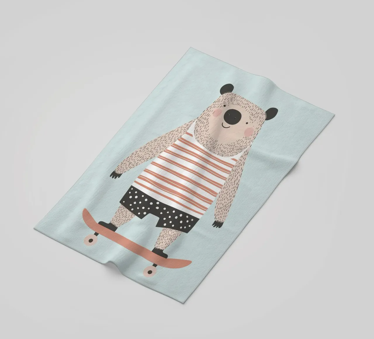 Bear Skating beach towel by Little Art Lab