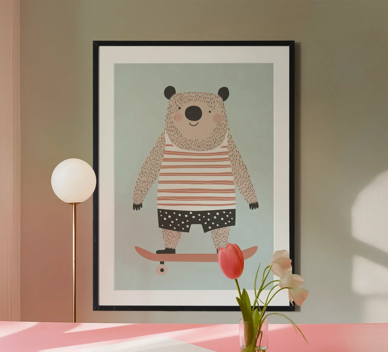 Bear Skating poster by Little Art Lab
