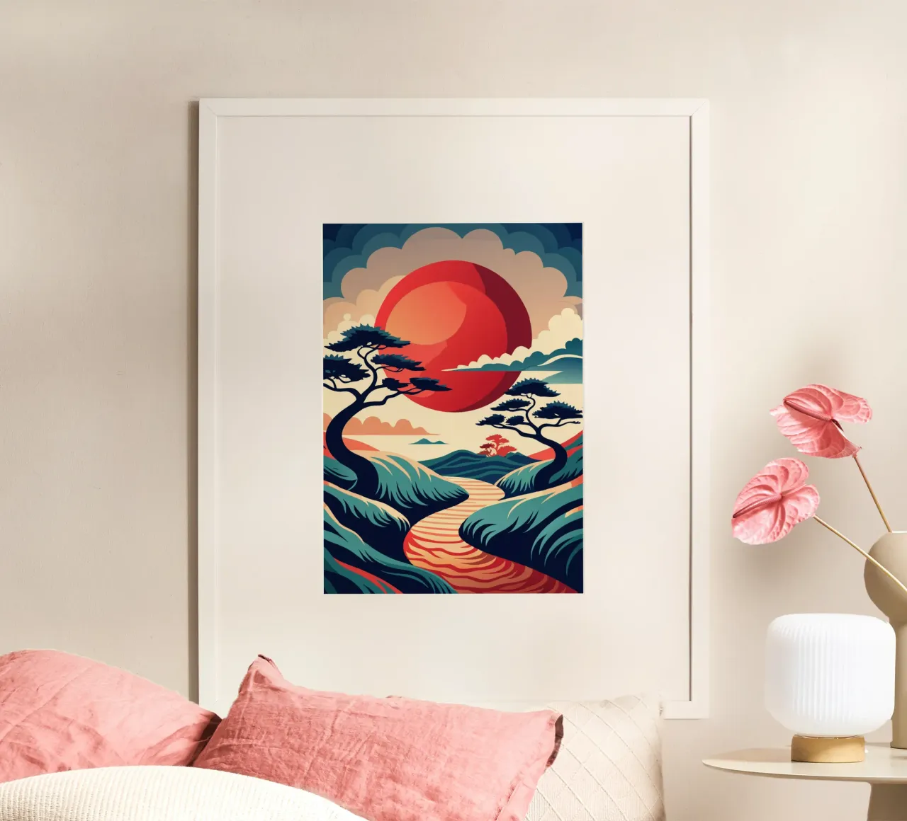 Serenità al tramonto poster con telaio in alluminio da Artistic-shop