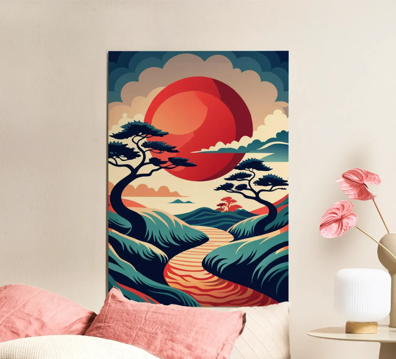 Serenità al tramonto poster con telaio in alluminio da Artistic-shop