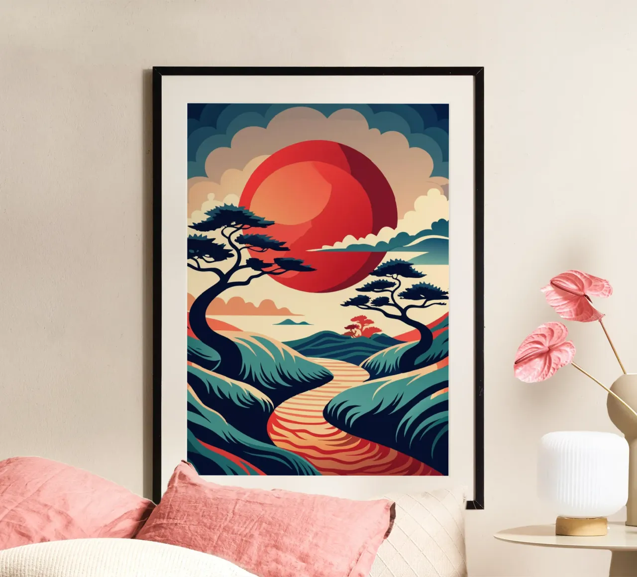 Serenità al tramonto poster con telaio in alluminio da Artistic-shop