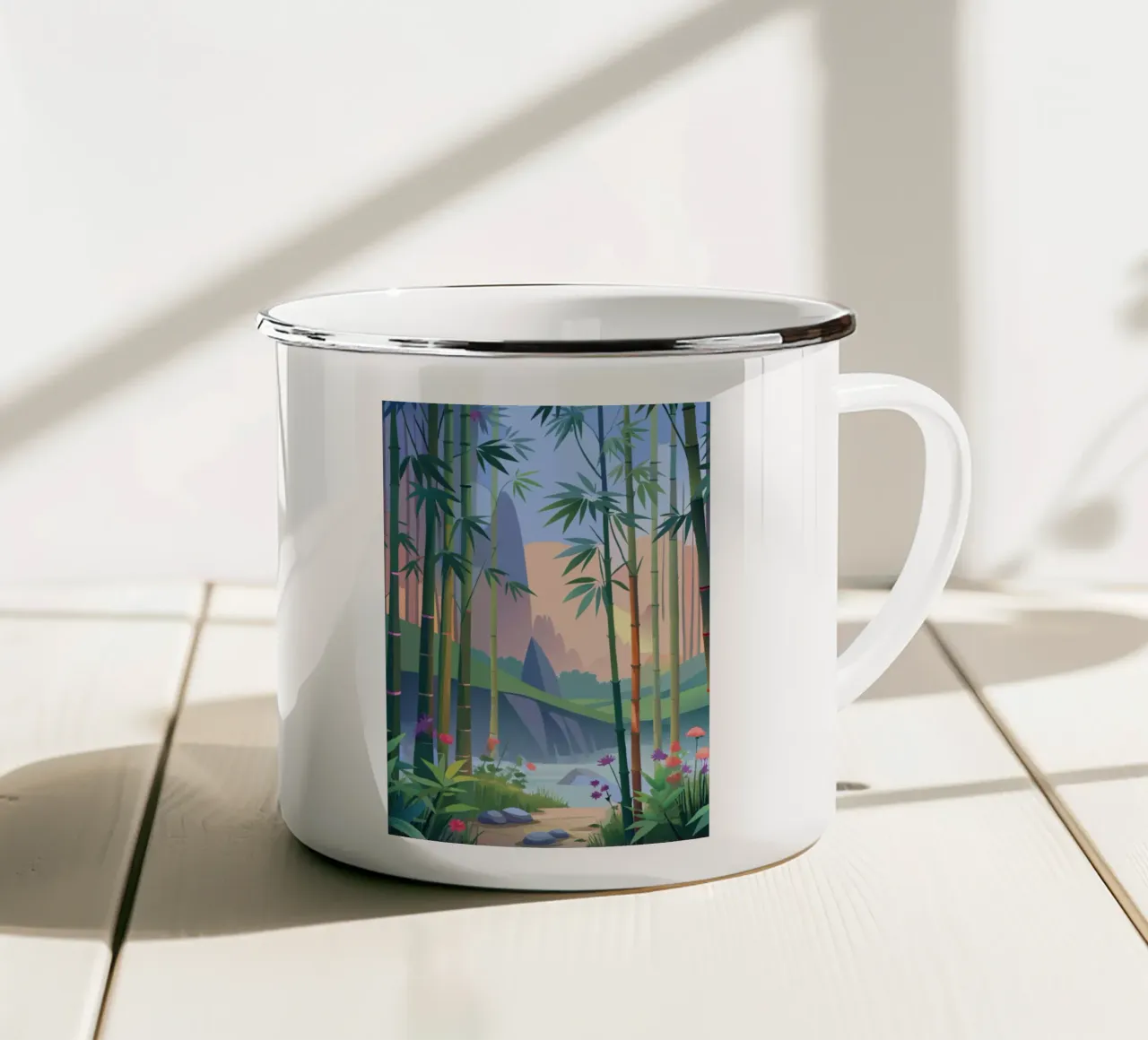 Bamboe Zonsopgang Serenity emaille mok van Artistic-shop