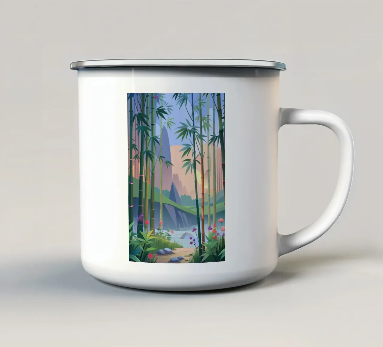 Bamboe Zonsopgang Serenity emaille mok van Artistic-shop