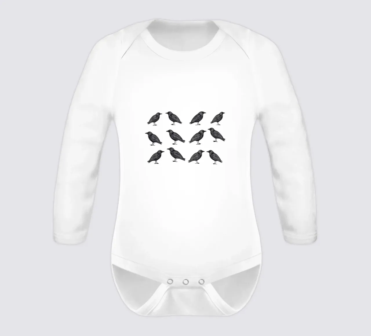 Design minimalista di uccelli in bianco e nero body neonato maniche lunghe da Autofocus