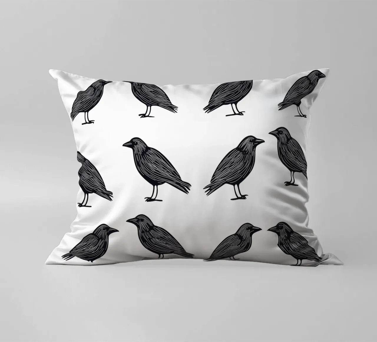 Design minimalista di uccelli in bianco e nero cuscino da Autofocus